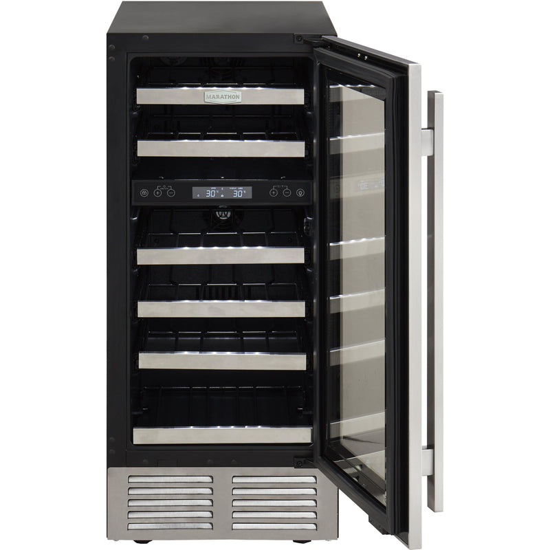 Marathon 28-Bottle Wine Cooler with Dual Zone with LED Lighting MWC28-DSS IMAGE 2