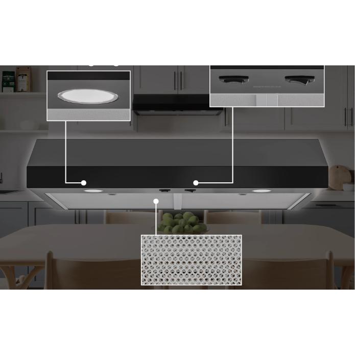 Broan 36-inch Glacier GLA1 Series Under-Cabinet Range Hood GLA1363BL IMAGE 3