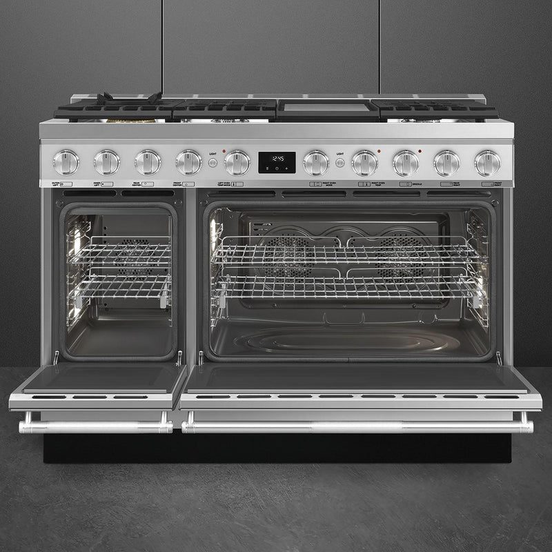  Smeg 48-inch Freestanding Dual-Fuel Range True Convection Technology SPR48UGMX IMAGE 2