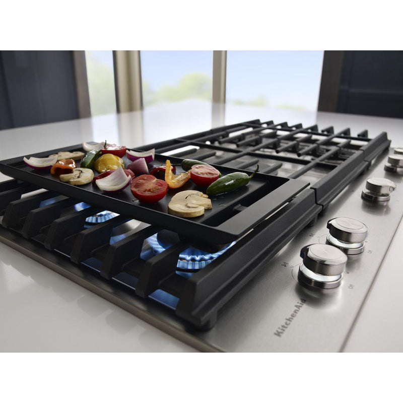 KitchenAid 36-inch Built-in Gas Cooktop with Downdraft KCGD506GSS