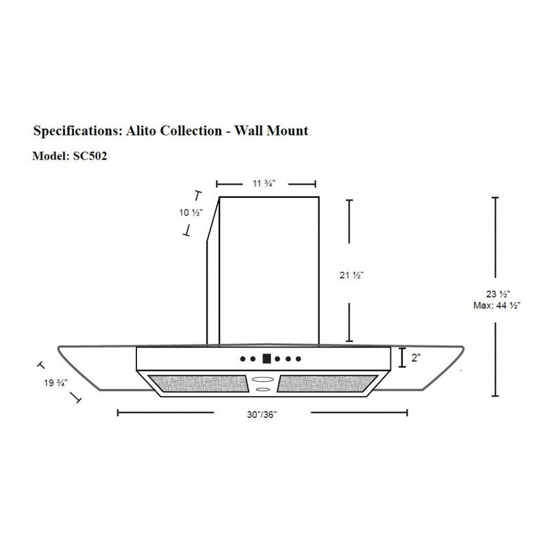 Cyclone 36-inch Alito Wall Mount Range Hood SC50236 IMAGE 2