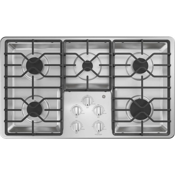 GE 36-inch Built-In Gas Cooktop with MAX Burner System JGP3036SLSS IMAGE 1