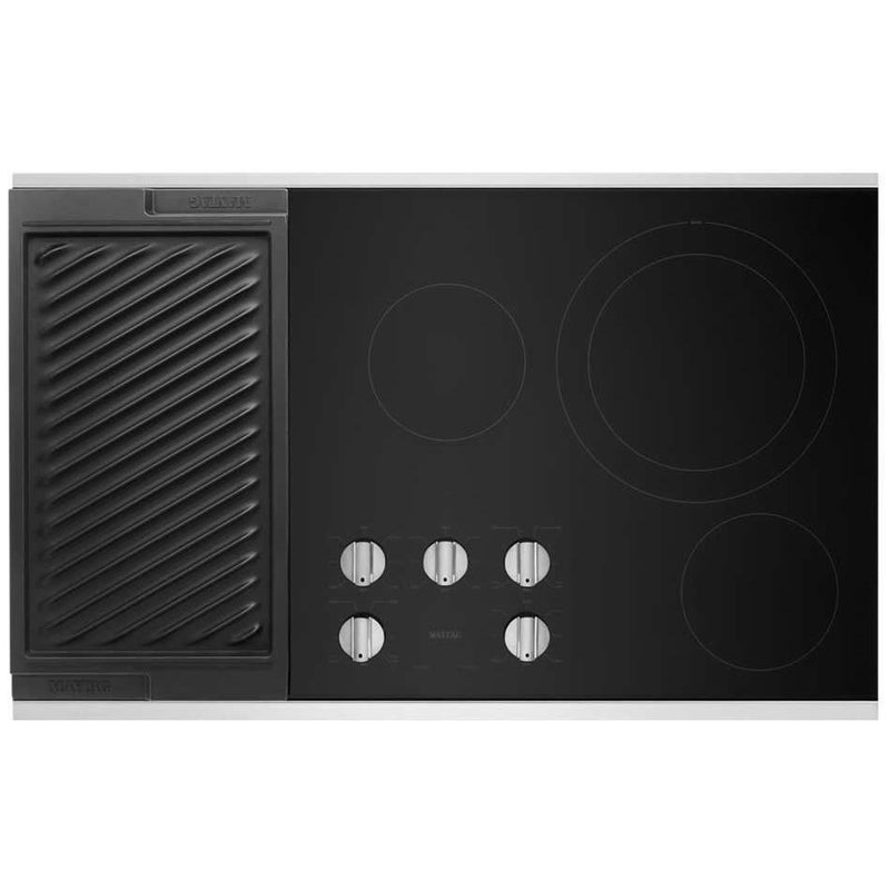 Maytag 36-inch Built-in Electric Cooktop with Reversible Grill and Griddle MEC8836HS IMAGE 2
