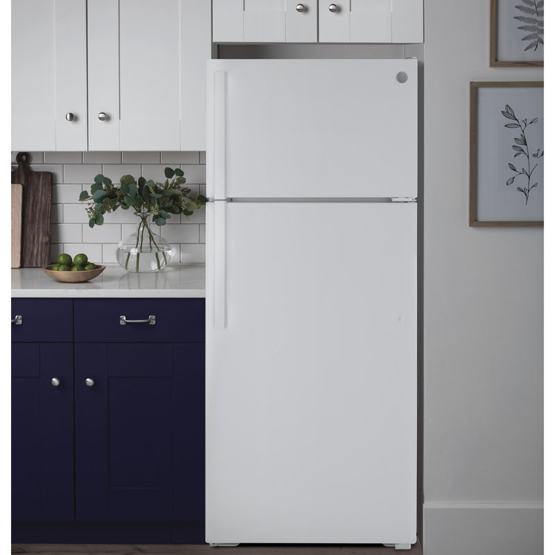 GE 28-inch, 15.6 cu.ft. Freestanding Top-Freezer Refrigerator with ClimateKeeper™ GTE16DTNRWW IMAGE 5