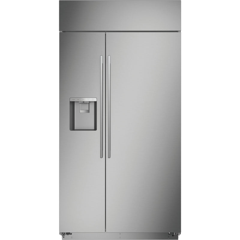 Monogram 42-inch, 24.6 cu.ft. Built-in Side-by-Side Refrigerator with External Water and Ice Dispenser ZISS420DNSS IMAGE 2