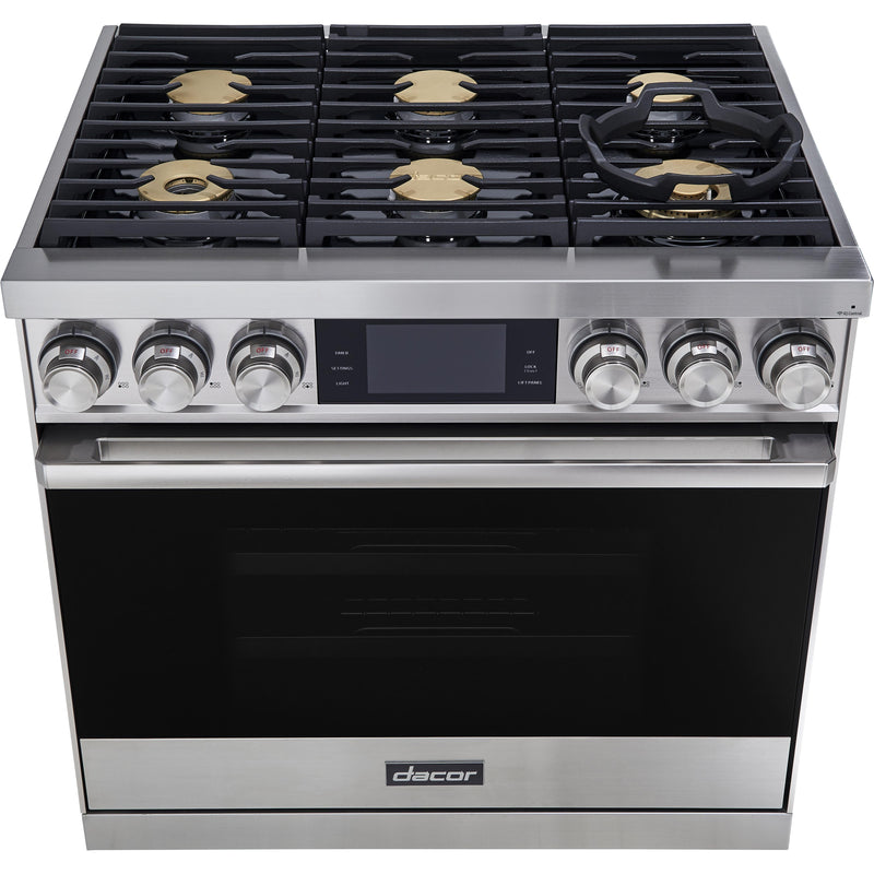 Dacor 36-inch Freestanding Dual Fuel Range with 7" LCD Control Panel DOP36M86DLS IMAGE 3