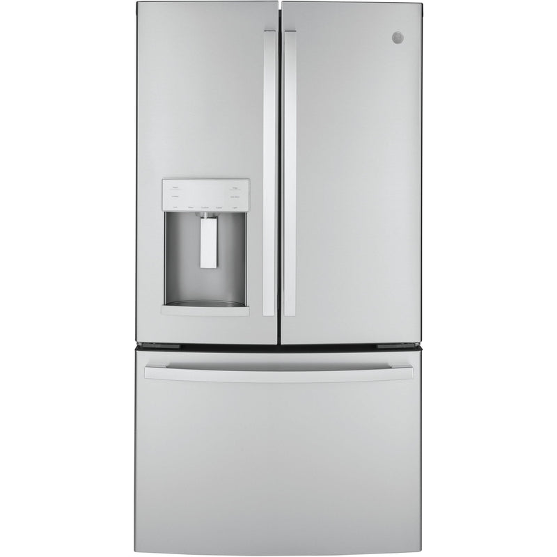 GE 36-inch, 22.1 cu.ft. Counter-Depth French 3-Door Refrigerator with external water and ice dispensing system GYE22GYNFS IMAGE 1