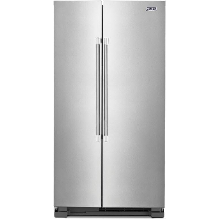 Maytag 36-inch, 25 cu.ft. Freestanding Side-by-Side Refrigerator with BrighSeries™ LED Lighting MSS25N4MKZ IMAGE 1