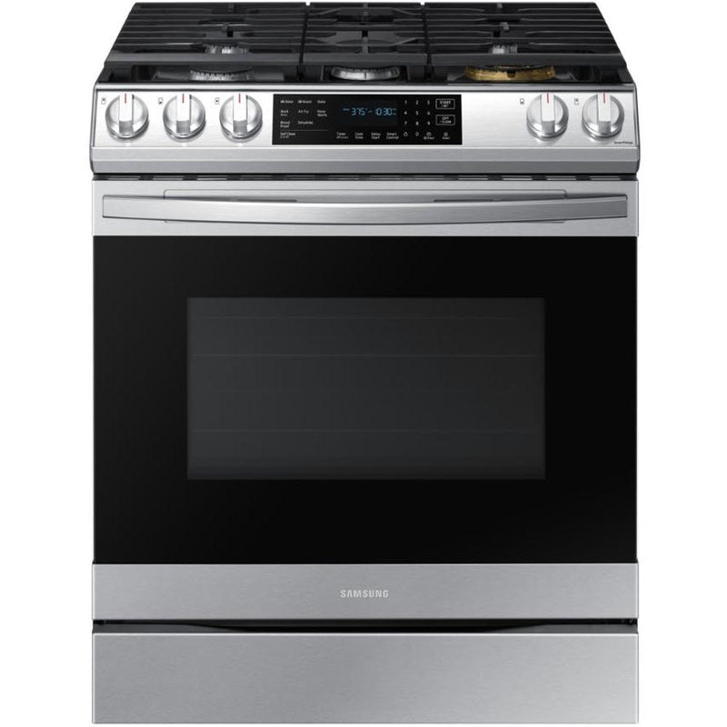 Samsung 30-inch Slide-in Gas Range with Wi-Fi Connect NX60T8511SS/AA IMAGE 1