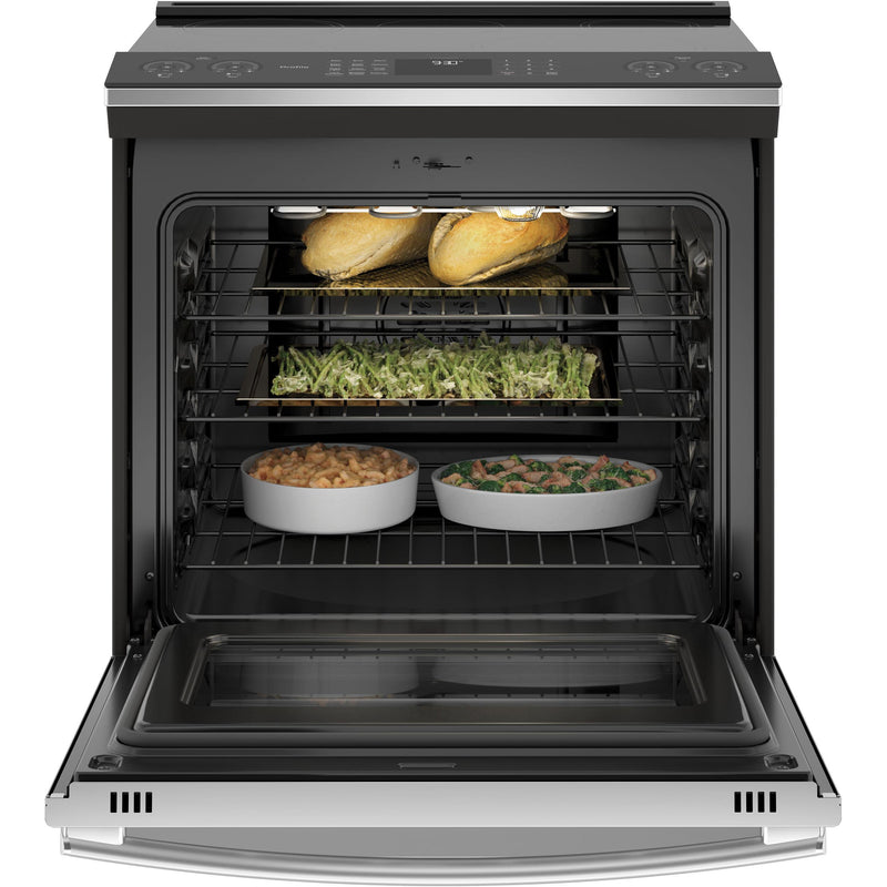 GE Profile 30-inch Slide-in Electric Induction Range with True European Convection Technology PCHS920YMFS IMAGE 3