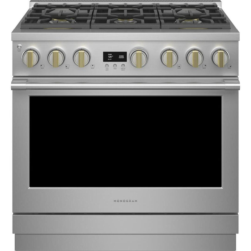 Monogram 36-inch Freestanding Gas Range with True European Convection Technology ZDP366NTSS IMAGE 1