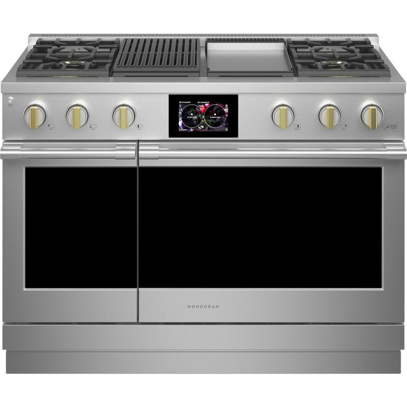 Monogram 48-inch Freestanding Dual-Fuel Range with True European Convection Technology ZDP484NGTSS IMAGE 1
