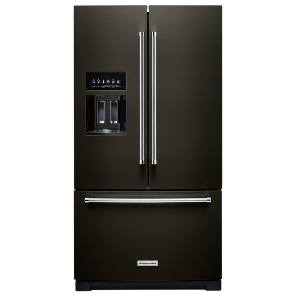 KitchenAid French 3-Door Refrigerator with External Water and Ice Dispensing System KRFF577KBS IMAGE 1