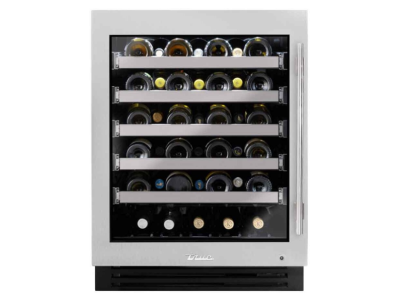 24" True Residential 5 Cu. Ft. Stainless Glass ADA Height Left-Hinge Undercounter Wine Cabinet