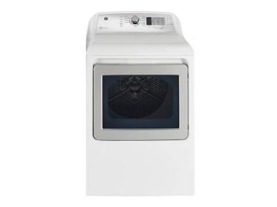 27" GE 7.4 Cu. Ft. Capacity Top Load Gas Dryer With SaniFresh Cycle In White