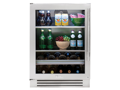 24" True Residential 5.8 Cu. Ft. Stainless Glass Left-Hinge UnderCounter Beverage Center