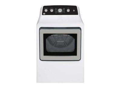 27" GE 7.2 Cu. Ft. Top Load Gas Dryer with SaniFresh Cycle in White