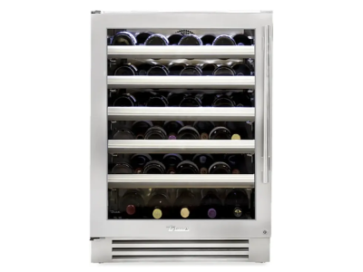 24" True Residential 5.8 Cu. Ft. Stainless Glass Left-Hinge Undercounter Wine Cabinet