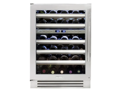 24" True Residential 5.52 Cu. Ft. Stainless Glass Left-Hinge Undercounter Wine Cabinet
