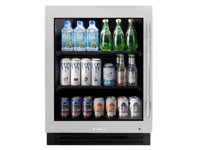 24" True Residential 5 Cu. Ft. ADA Height Stainless Glass Left-Hinge Undercounter Refrigerator