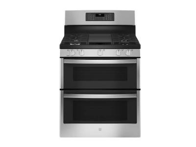 30" GE 6.8 Cu. Ft. Free-Standing Double Oven Convection Gas Range In Stainless Steel