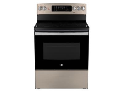 30" GE 5.0 Cu. Ft. Electric Freestanding Smooth Top Range with True European Convection in Slate