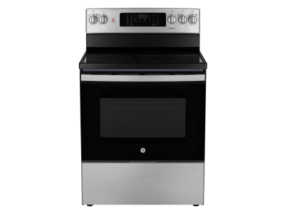 30" GE 5.0 Cu. Ft. Freestanding Electric Convection Range with No-Preheat Air Fry in Stainless Steel-
