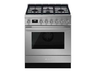 30" SMEG Freestanding Professional Gas Range in Stainless Steel