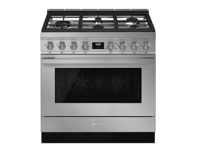 36" SMEG Freestanding Professional Gas Range in Stainless Steel