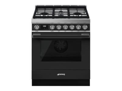 30" SMEG Freestanding Professional Dual Fuel Range in Anthracite
