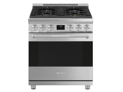 30" SMEG Freestanding Professional Dual Fuel Range in Stainless Steel