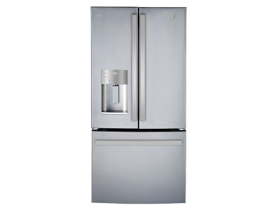 33" GE Profile 17.5 Cu.Ft. Counter-Depth Bottom Mount French-Door Refrigerator with External Ice and Water Dispenser