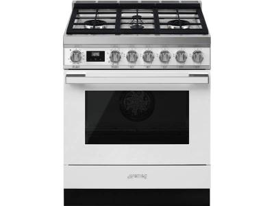30" SMEG Portofino Freestanding Professional Dual Fuel Range with 4 Sealed Burners