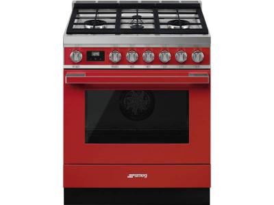 SMEG Portofino Freestanding Professional Dual Fuel Range with 4 Sealed Burners
