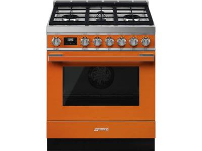 30" SMEG Portofino Freestanding Professional Dual Fuel Range with 4 Sealed Burners