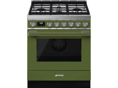 30" SMEG Portofino Freestanding Professional Dual Fuel Range with 4 Sealed Burners