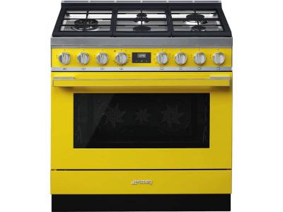 36" SMEG Portofino Freestanding Professional Dual Fuel Range with 5 Sealed Burners