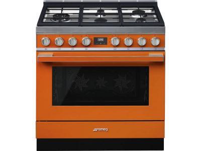 36" SMEG Portofino Freestanding Professional Dual Fuel Range with 5 Sealed Burners