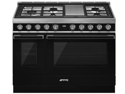 48" SMEG Portofino Freestanding Professional Dual Fuel Range with 5 Sealed Burners