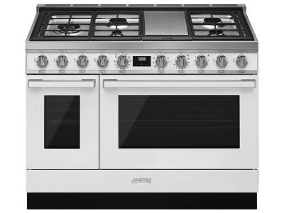 48" SMEG Portofino Freestanding Professional Dual Fuel Range with 5 Sealed Burners