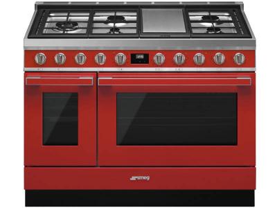 48" SMEG Portofino Freestanding Professional Dual Fuel Range with 5 Sealed Burners
