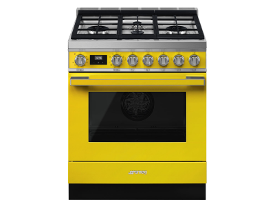 30" SMEG Portofino Freestanding Professional Dual Fuel Range with 4 Sealed Burners