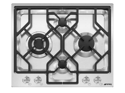 24" Smeg 4 Sealed Burners Gas Cooktop in Stainless Steel