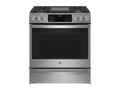 30" GE Profile 5.6 Cu. Ft. Slide-In Convection Gas Range With WiFi Connect In Stainless Steel