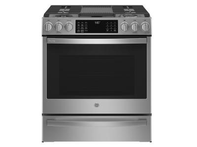 30" GE Profile 5.7 Cu. Ft. Dual Fuel Slide-in Range With Wifi In Stainless Steel