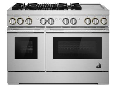 48" Jenn-Air Rise Dual-Fuel Professional Range With Chrome-Infused Griddle And Gas Grill
