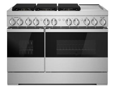 48" Jenn-Air NoirDual-Fuel Professional Range With Chrome-Infused Griddle