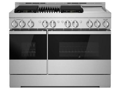 48" Jenn-Air 6.3 Cu. Ft. Noir Gas Professional-Style Range With Chrome-Infused Griddle And Infrared Grill