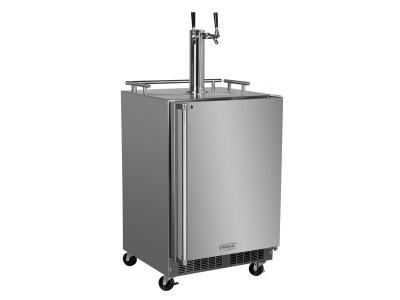 24" Marvel Twin Tap Mobile Beer Dispenser with Stainless Steel Door