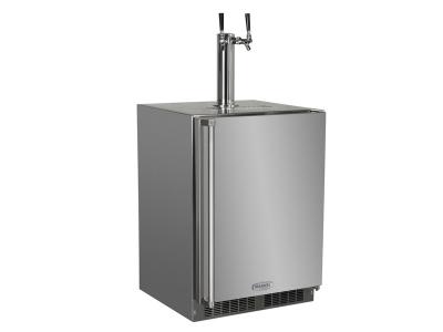 24" Marvel Outdoor Twin Tap Built In Beer Dispenser with Stainless Steel Door-